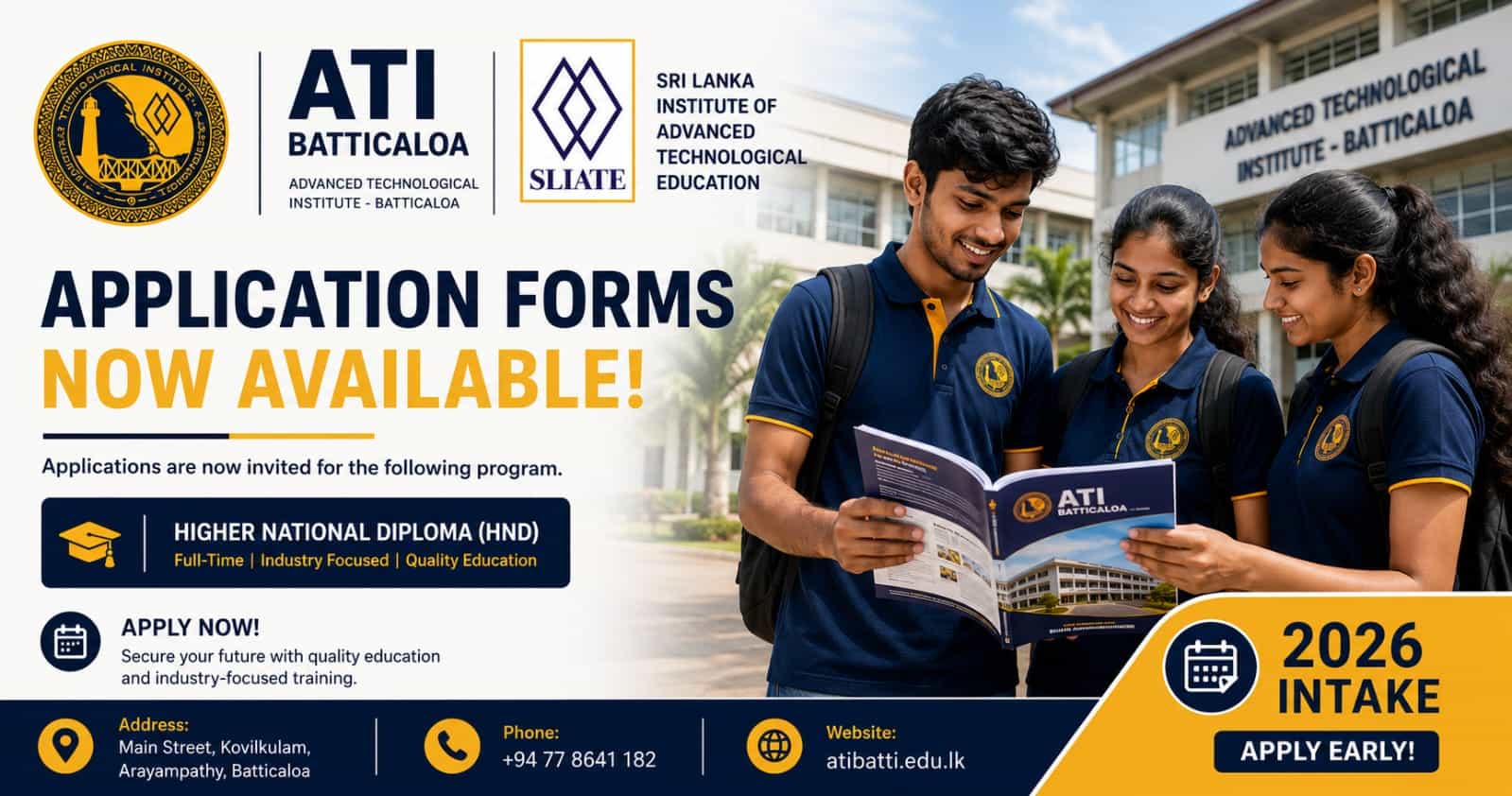 SLIATE HND Admissions 2026 – Applications Now Open